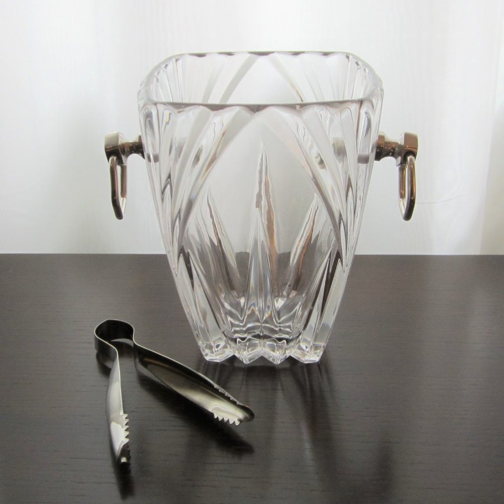 Crystal Ice Bucket w/ Chrome Handles NWOT